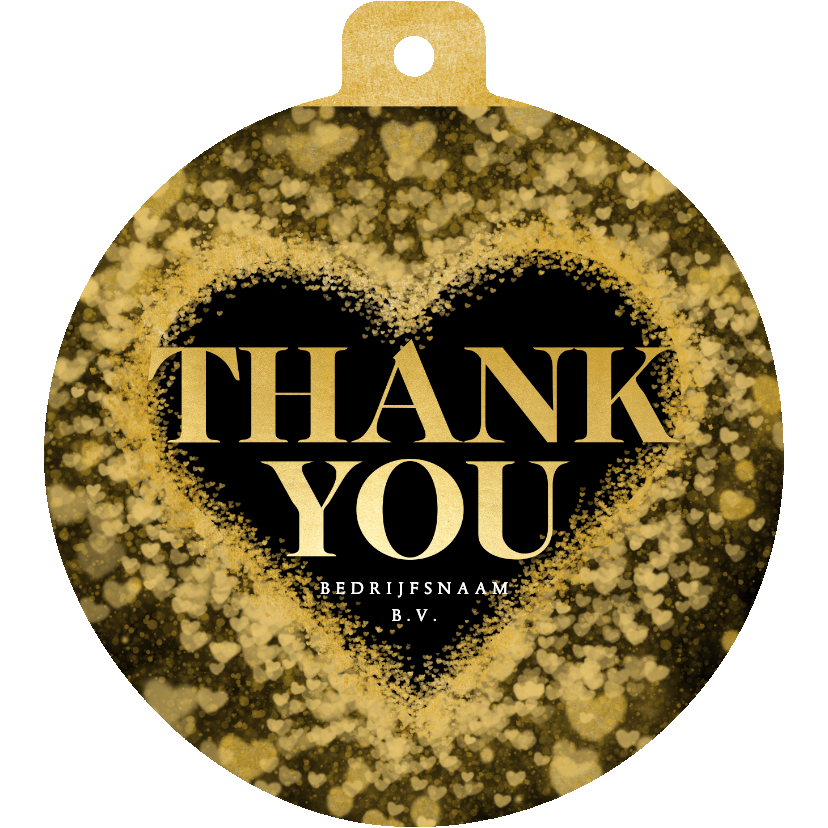 Zakelijke kerstkaart bedankt gouden glitter hart kerstbal - Zakelijke kerstkaarten Zakelijke kerstkaarten - Zakelijke kerstkaart bedankt gouden glitter hart kerstbal