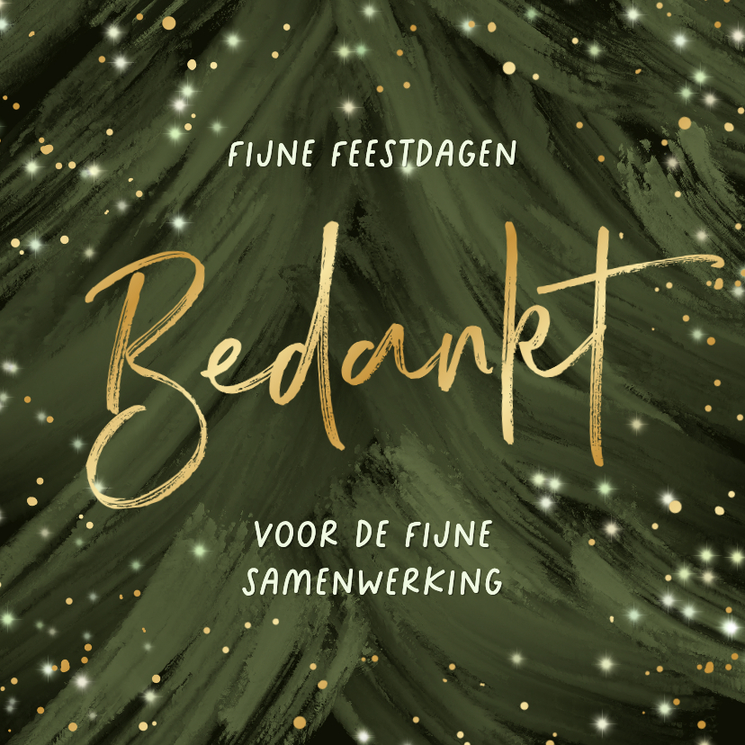 Zakelijke kerstkaart bedankt kerstboom lichtjes goud bedankt - Zakelijke kerstkaarten Zakelijke kerstkaarten - Zakelijke kerstkaart bedankt kerstboom lichtjes goud bedankt