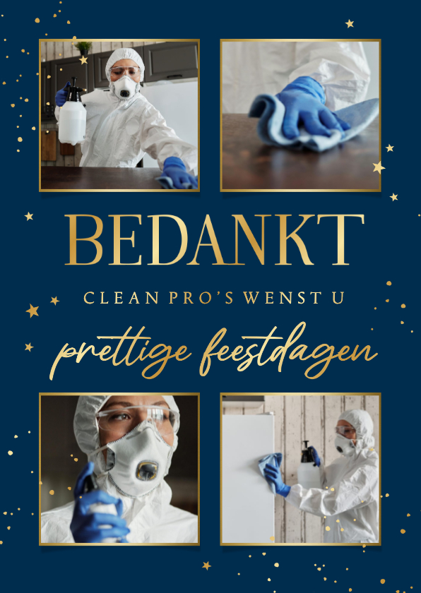 Zakelijke kerstkaarten - Zakelijke kerstkaart bedankt schoonmaak fotocollage sterren