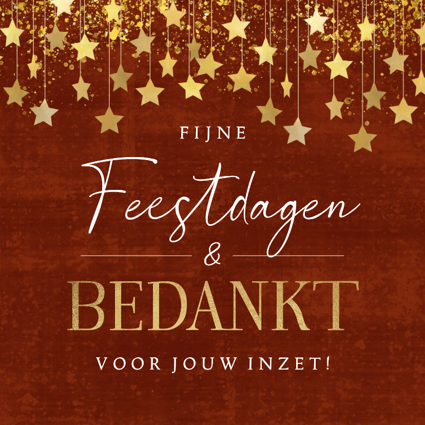 Zakelijke kerstkaart bedankt sterren goud rood spetters - Zakelijke kerstkaarten Zakelijke kerstkaarten - Zakelijke kerstkaart bedankt sterren goud rood spetters