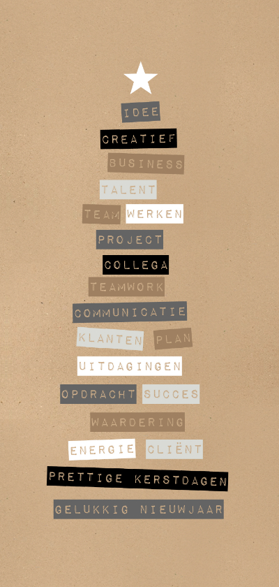 Zakelijke kerstkaart bedrijf typografie kerstboom - Zakelijke kerstkaarten Zakelijke kerstkaarten - Zakelijke kerstkaart bedrijf typografie kerstboom