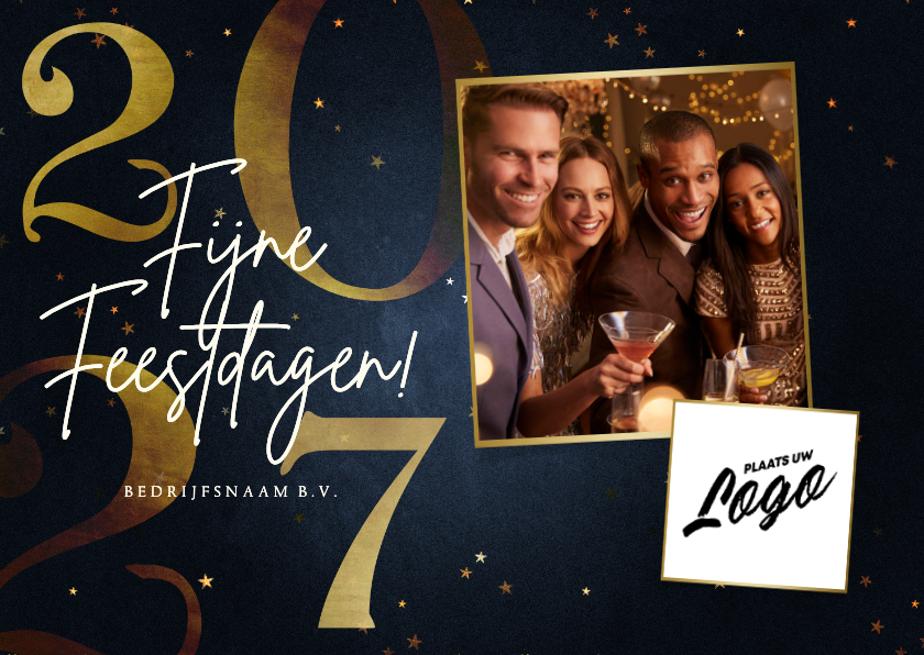 Zakelijke kerstkaarten - Zakelijke kerstkaart bedrijfslogo 2027 goud fijne feestdagen