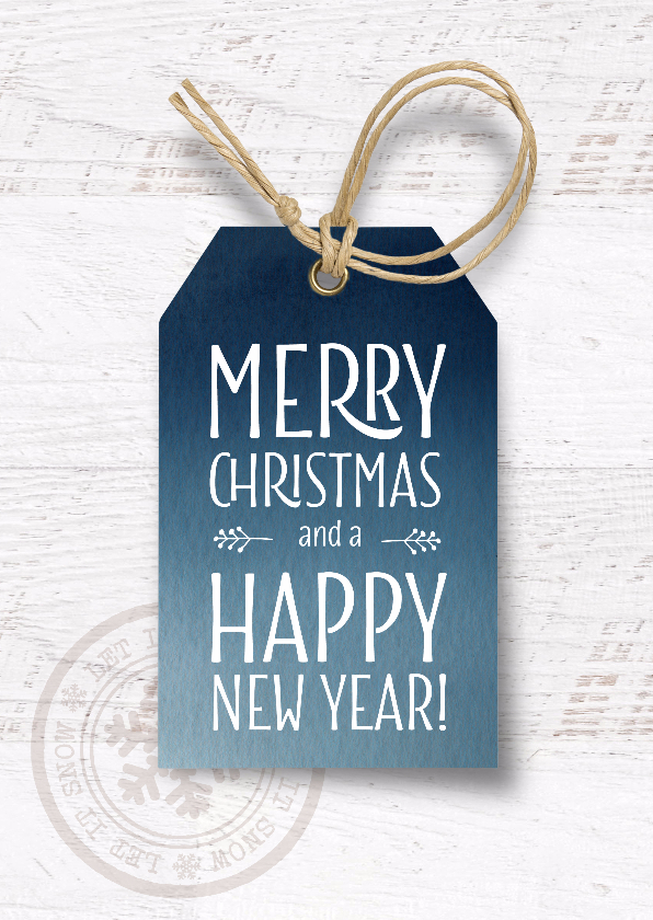Zakelijke kerstkaart blauw label - Zakelijke kerstkaarten Zakelijke kerstkaarten - Zakelijke kerstkaart blauw label