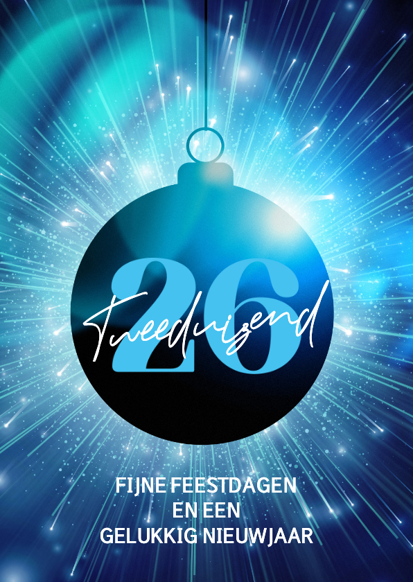 Zakelijke kerstkaarten - Zakelijke kerstkaart blauwe kerstbal op sterren licht