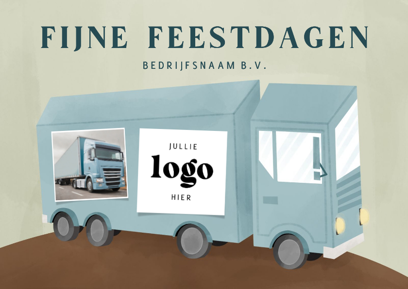 Zakelijke kerstkaart blauwe vrachtwagen fijne feestdagen - Zakelijke kerstkaarten Zakelijke kerstkaarten - Zakelijke kerstkaart blauwe vrachtwagen fijne feestdagen