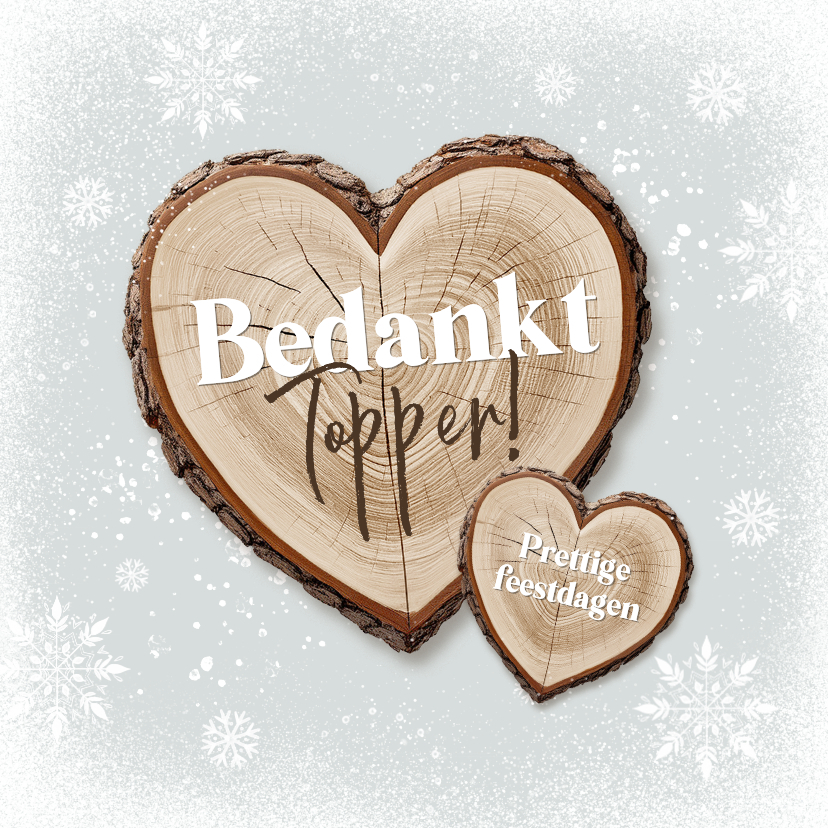 Zakelijke kerstkaart boomstam hart sneeuw bedankt topper - Zakelijke kerstkaarten Zakelijke kerstkaarten - Zakelijke kerstkaart boomstam hart sneeuw bedankt topper