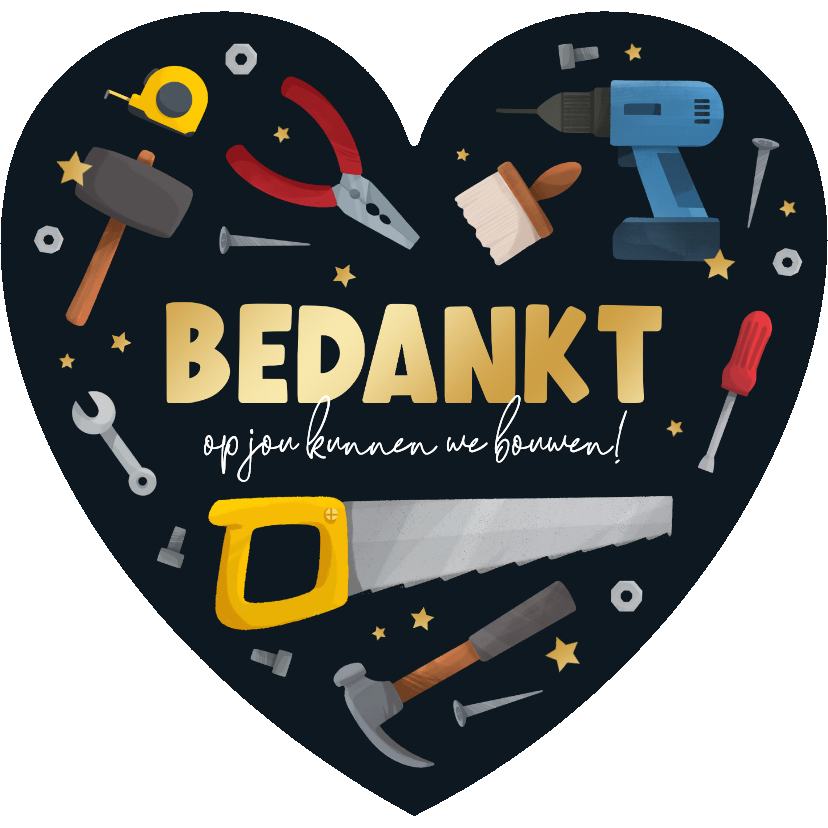 Zakelijke kerstkaart bouw bedankt gereedschap hart sterren - Zakelijke kerstkaarten Zakelijke kerstkaarten - Zakelijke kerstkaart bouw bedankt gereedschap hart sterren