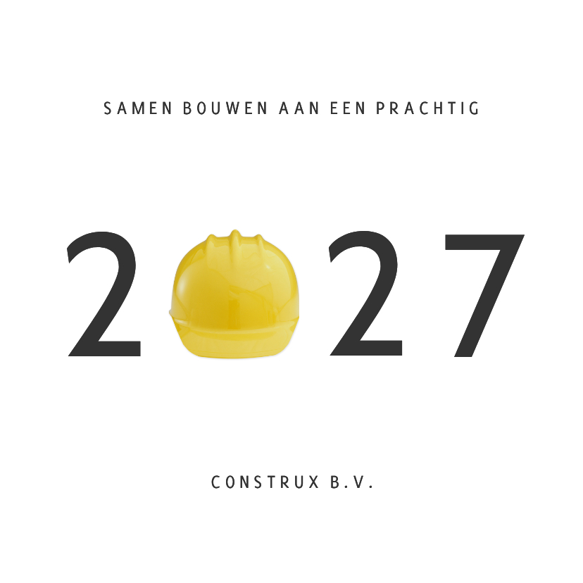 Zakelijke kerstkaarten - Zakelijke kerstkaart bouw met jaartal 2027 met bouwhelm 