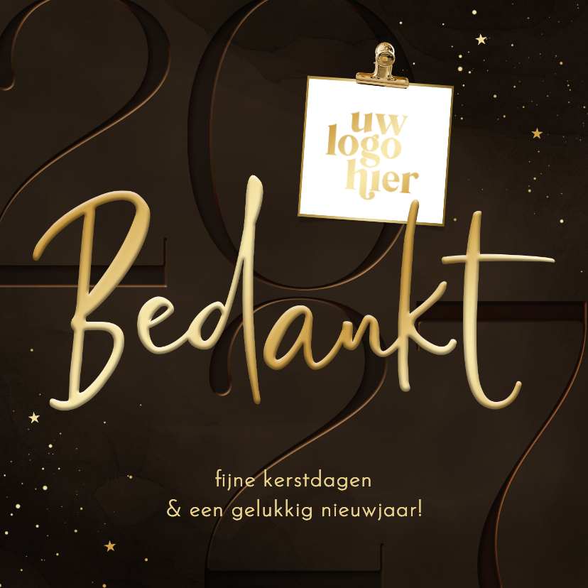 Zakelijke kerstkaart bruin met 2027 bedankt logo - Zakelijke kerstkaarten Zakelijke kerstkaarten - Zakelijke kerstkaart bruin met 2027 bedankt logo