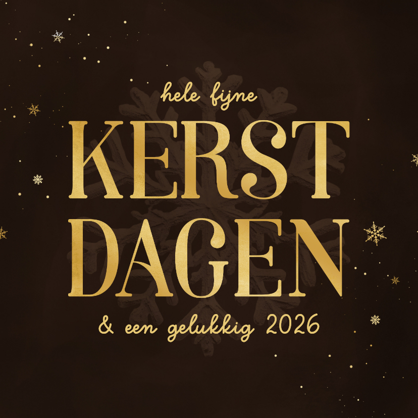 Zakelijke kerstkaarten - Zakelijke kerstkaart bruin sneeuwvlokjes goud