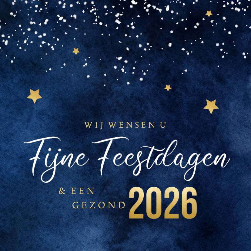 Zakelijke kerstkaart chic blauw sterren goud - Zakelijke kerstkaarten Zakelijke kerstkaarten - Zakelijke kerstkaart chic blauw sterren goud