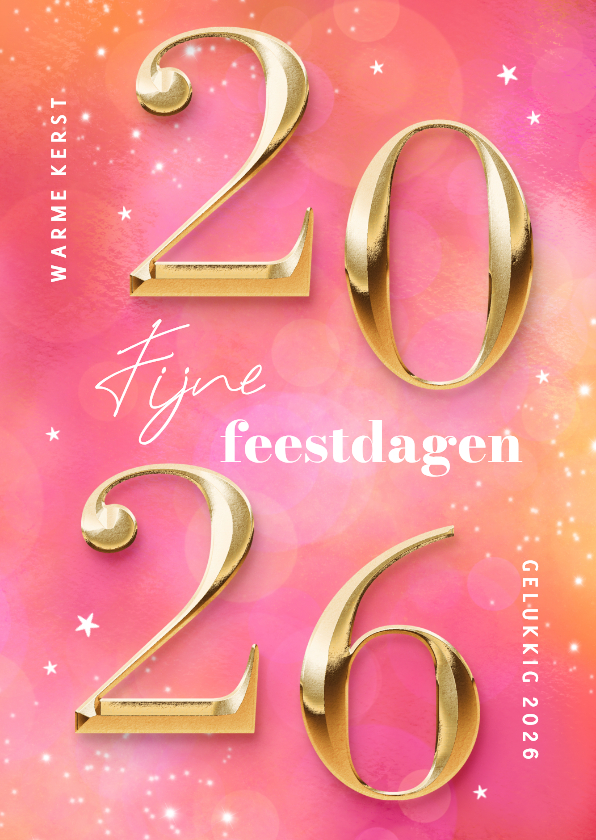 Zakelijke kerstkaart cijfers 2026 goud roze sprankelend - Zakelijke kerstkaarten Zakelijke kerstkaarten - Zakelijke kerstkaart cijfers 2026 goud roze sprankelend