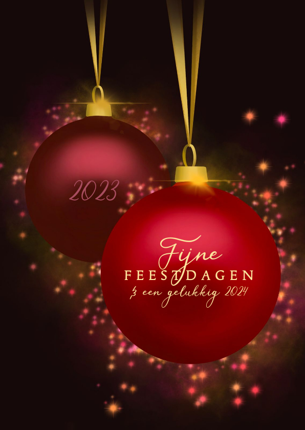 Zakelijke kerstkaart feestelijke kerstballen & jaartallen - Zakelijke kerstkaarten Zakelijke kerstkaarten - Zakelijke kerstkaart feestelijke kerstballen & jaartallen