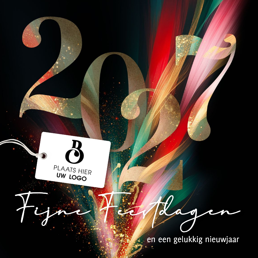 Zakelijke kerstkaarten - Zakelijke kerstkaart fijne feestdagen 2027 met eigen logo