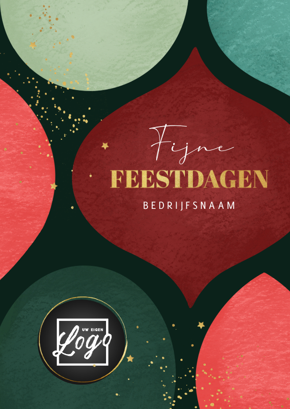 Zakelijke kerstkaart fijne feestdagen figuren goud sterren - Zakelijke kerstkaarten Zakelijke kerstkaarten - Zakelijke kerstkaart fijne feestdagen figuren goud sterren