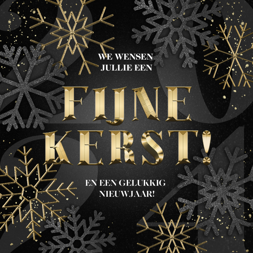 Zakelijke kerstkaarten - Zakelijke kerstkaart Fijne Kerst 2024 en sneeuwvlokken