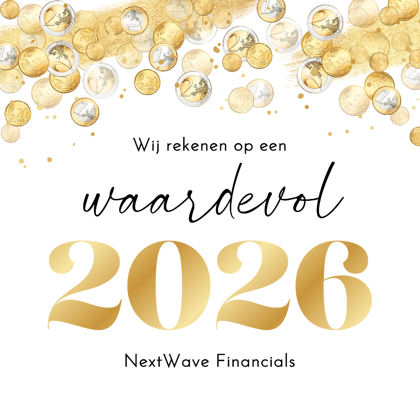 Zakelijke kerstkaarten - Zakelijke kerstkaart financieel geld goud bedankt 2026