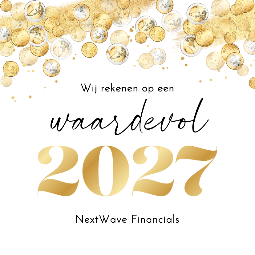 Zakelijke kerstkaarten - Zakelijke kerstkaart financieel geld goud bedankt 2027