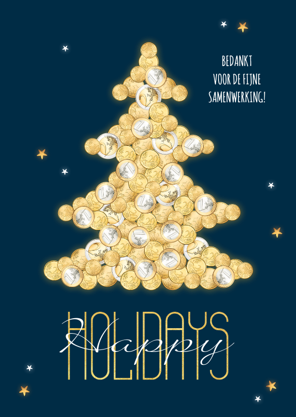 Zakelijke kerstkaart financieel geld kerstboom goud sterren - Zakelijke kerstkaarten Zakelijke kerstkaarten - Zakelijke kerstkaart financieel geld kerstboom goud sterren