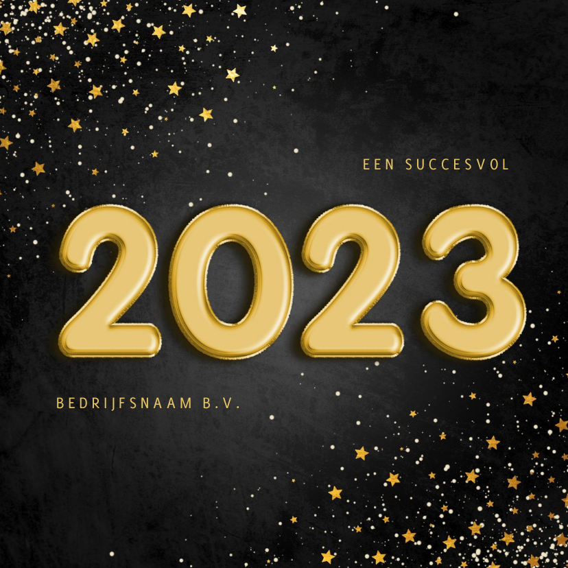 Zakelijke kerstkaart folieballon 2023 met sterren - Zakelijke kerstkaarten Zakelijke kerstkaarten - Zakelijke kerstkaart folieballon 2023 met sterren