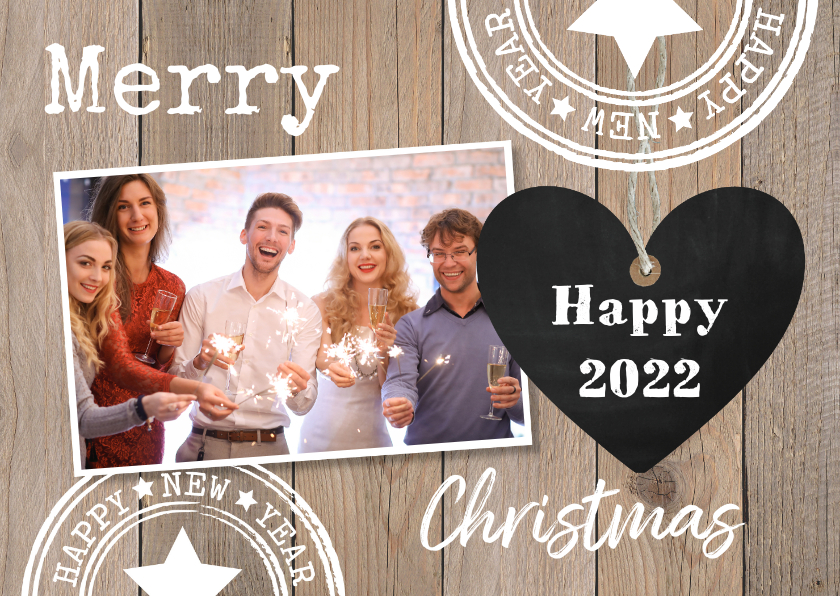 Zakelijke kerstkaart foto hout hartje - Zakelijke kerstkaarten Zakelijke kerstkaarten - Zakelijke kerstkaart foto hout hartje