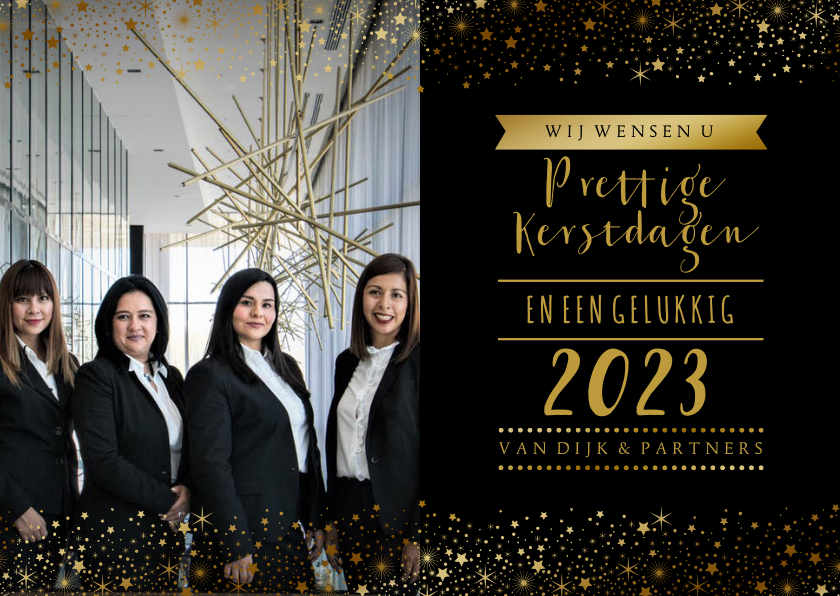Zakelijke kerstkaart foto sterren tekst goudlook - Zakelijke kerstkaarten Zakelijke kerstkaarten - Zakelijke kerstkaart foto sterren tekst goudlook