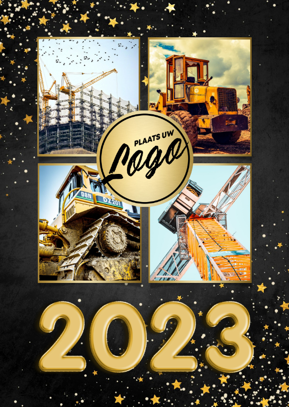 Zakelijke kerstkaart fotocollage ballon 2023 met sterren - Zakelijke kerstkaarten Zakelijke kerstkaarten - Zakelijke kerstkaart fotocollage ballon 2023 met sterren