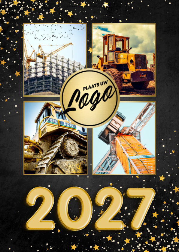 Zakelijke kerstkaarten - Zakelijke kerstkaart fotocollage ballon 2027 met sterren
