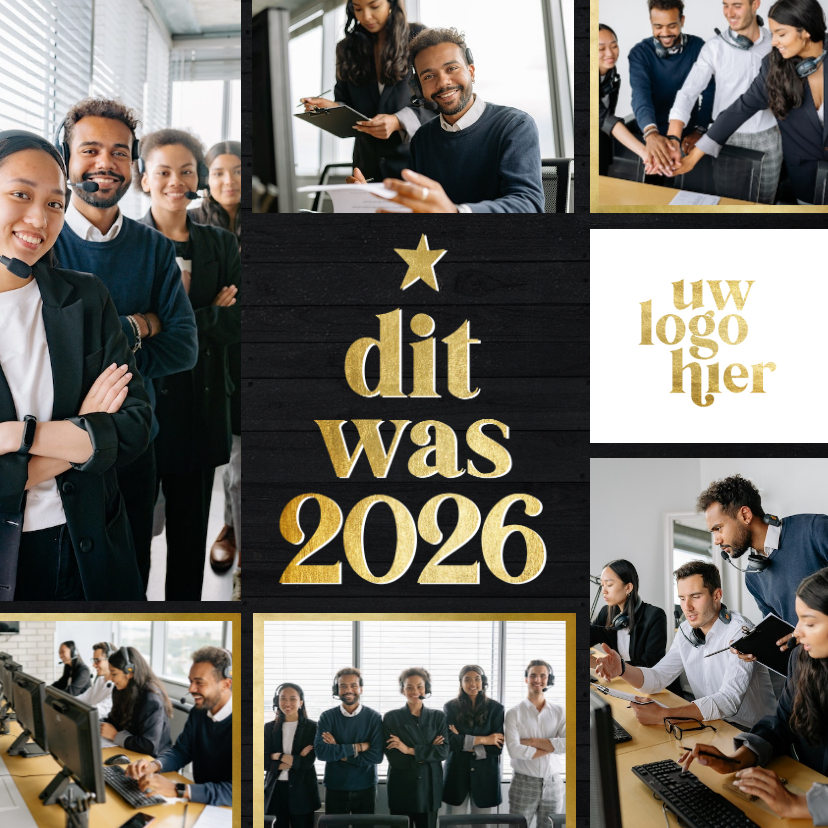 Zakelijke kerstkaarten - Zakelijke kerstkaart fotocollage terugblik dit was 2026