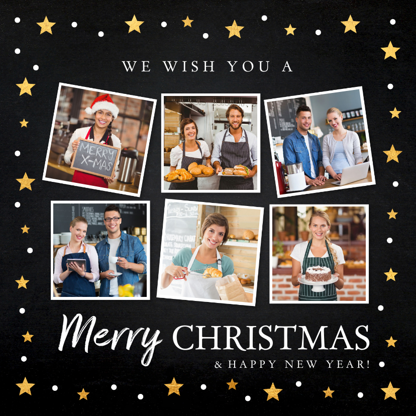 Zakelijke kerstkaart fotocollage zwart design - Zakelijke kerstkaarten Zakelijke kerstkaarten - Zakelijke kerstkaart fotocollage zwart design