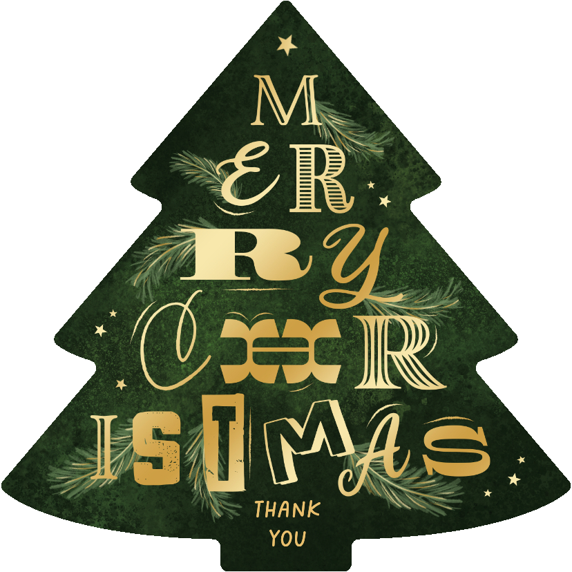 Zakelijke kerstkaarten - Zakelijke kerstkaart goud kerstboom merry christmas