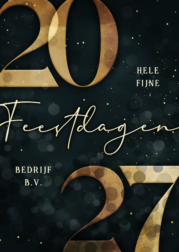 Zakelijke kerstkaarten - Zakelijke kerstkaart gouden 2027 donkergroen stijlvol