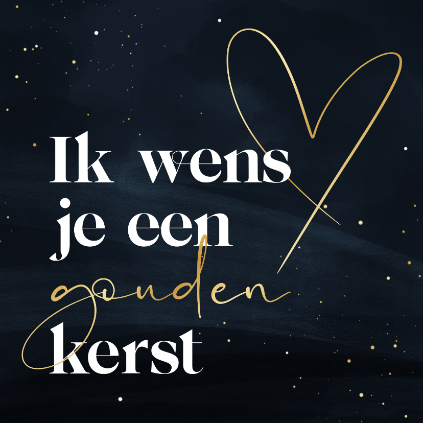 Zakelijke kerstkaart gouden kerst donkerblauw met hart - Zakelijke kerstkaarten Zakelijke kerstkaarten - Zakelijke kerstkaart gouden kerst donkerblauw met hart
