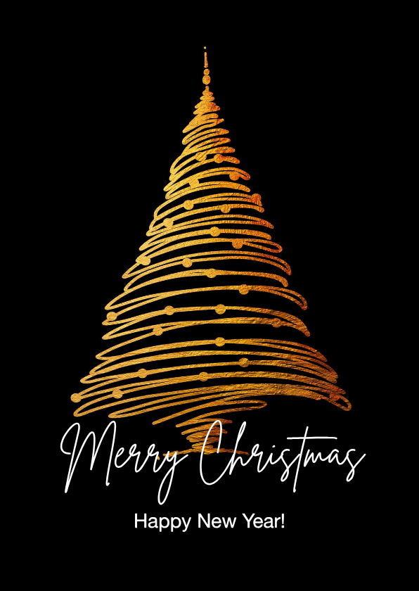 Zakelijke kerstkaart gouden kerstboom en kerstballen - Zakelijke kerstkaarten Zakelijke kerstkaarten - Zakelijke kerstkaart gouden kerstboom en kerstballen