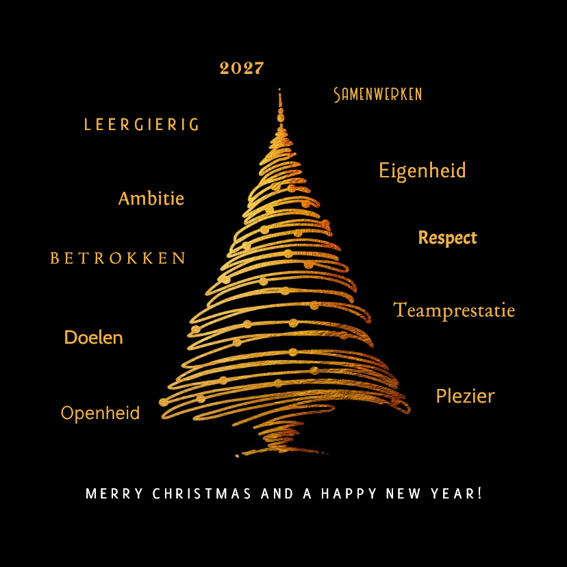 Zakelijke kerstkaart gouden kerstboom - Zakelijke kerstkaarten Zakelijke kerstkaarten - Zakelijke kerstkaart gouden kerstboom