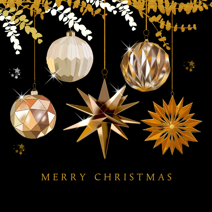 Zakelijke kerstkaart gouden ornamenten - Zakelijke kerstkaarten Zakelijke kerstkaarten - Zakelijke kerstkaart gouden ornamenten