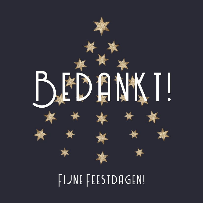 Zakelijke kerstkaarten - Zakelijke kerstkaart gouden sterren kerstboom