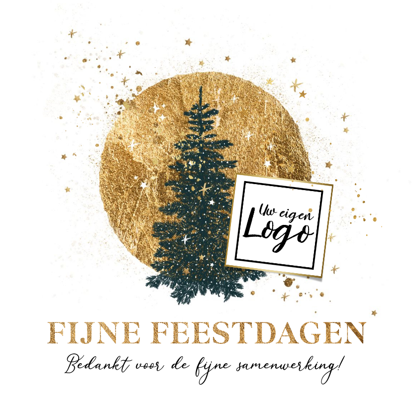 Zakelijke kerstkaart goudlook cirkel kerstboom illustratie - Zakelijke kerstkaarten Zakelijke kerstkaarten - Zakelijke kerstkaart goudlook cirkel kerstboom illustratie