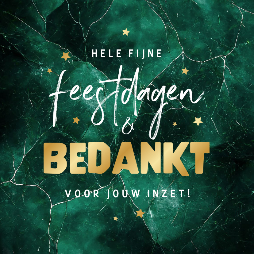 Zakelijke kerstkaart groen medewerkers bedankt sterren goud - Zakelijke kerstkaarten Zakelijke kerstkaarten - Zakelijke kerstkaart groen medewerkers bedankt sterren goud