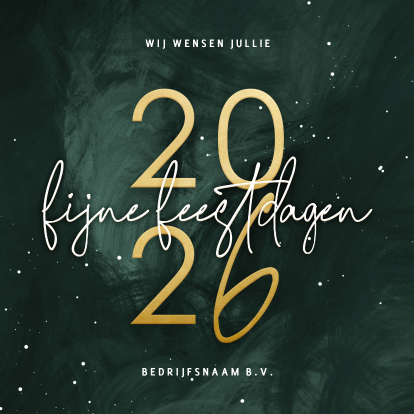 Zakelijke kerstkaart groene waterverf met goudlook 2026 - Zakelijke kerstkaarten Zakelijke kerstkaarten - Zakelijke kerstkaart groene waterverf met goudlook 2026