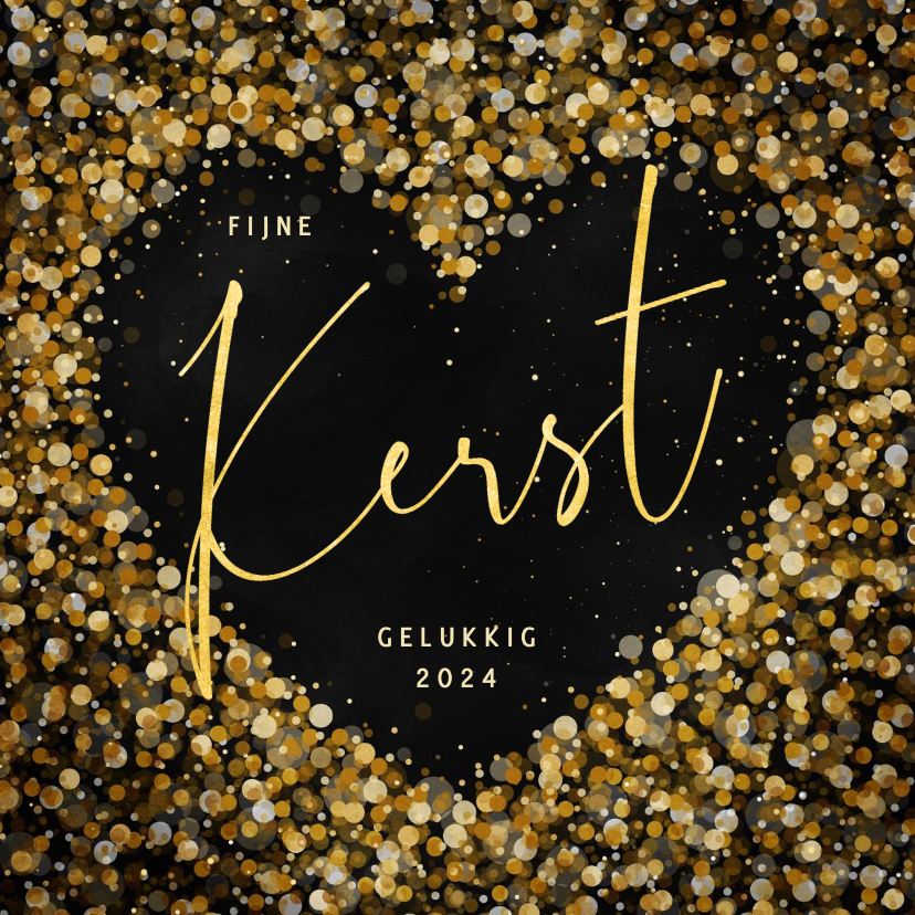 Zakelijke kerstkaart hart met confetti goudlook - Zakelijke kerstkaarten Zakelijke kerstkaarten - Zakelijke kerstkaart hart met confetti goudlook