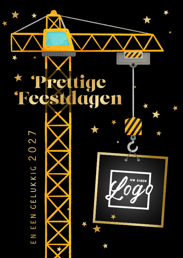 Zakelijke kerstkaart hijskraan bouw prettige feestdagen - Zakelijke kerstkaarten Zakelijke kerstkaarten - Zakelijke kerstkaart hijskraan bouw prettige feestdagen