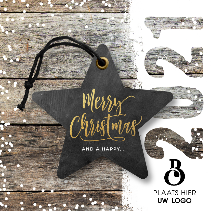 Zakelijke kerstkaart hout 2021 label ster - Zakelijke kerstkaarten Zakelijke kerstkaarten - Zakelijke kerstkaart hout 2021 label ster