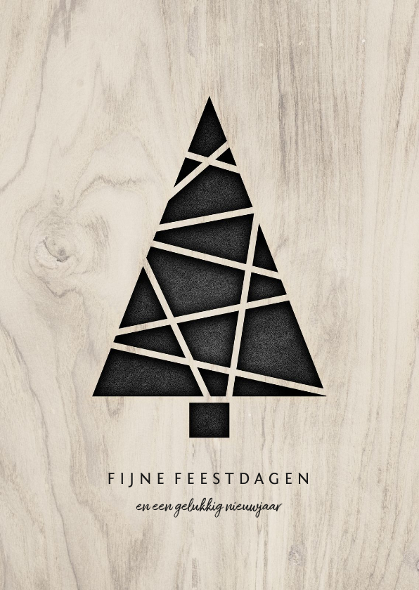 Zakelijke kerstkaart houtlook met kerstboom - Zakelijke kerstkaarten Zakelijke kerstkaarten - Zakelijke kerstkaart houtlook met kerstboom