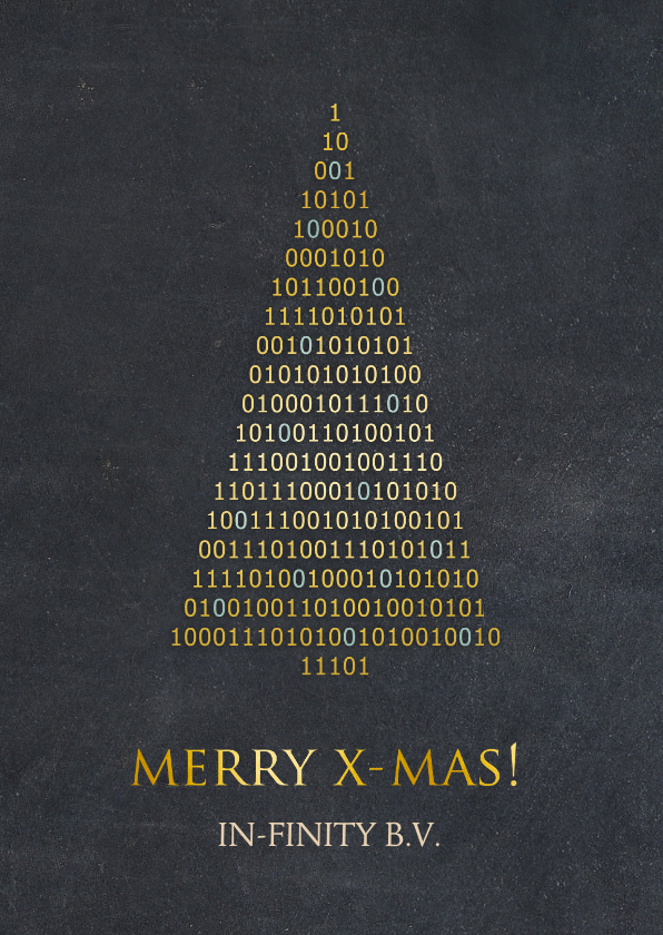 Zakelijke kerstkaart ICT branche - binaire kerstboom - Zakelijke kerstkaarten Zakelijke kerstkaarten - Zakelijke kerstkaart ICT branche - binaire kerstboom