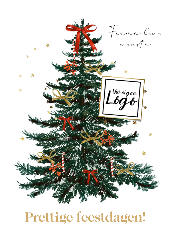 Zakelijke kerstkaart illustratie kerstboom klassiek sterren - Zakelijke kerstkaarten Zakelijke kerstkaarten - Zakelijke kerstkaart illustratie kerstboom klassiek sterren
