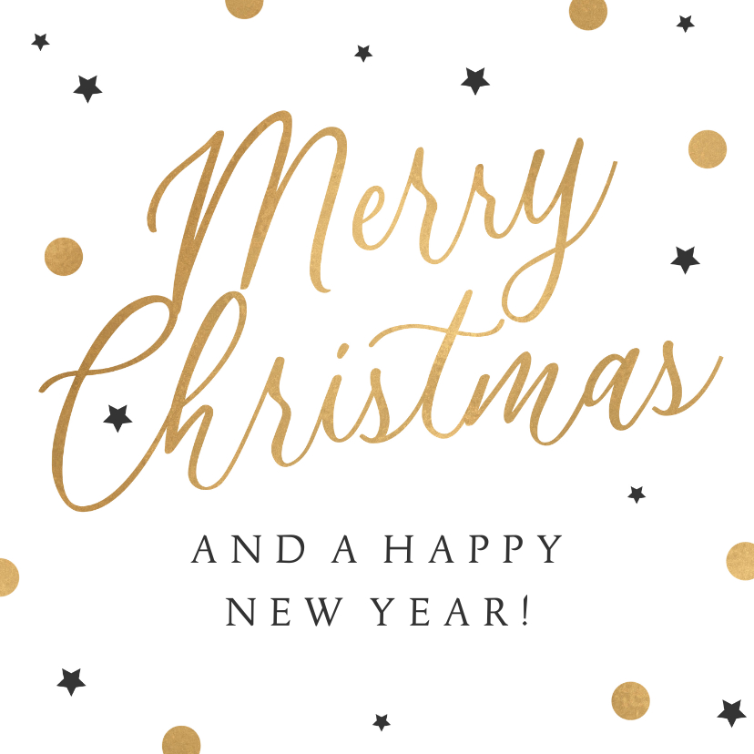 Zakelijke kerstkaart in goud merry christmas confetti - Zakelijke kerstkaarten Zakelijke kerstkaarten - Zakelijke kerstkaart in goud merry christmas confetti