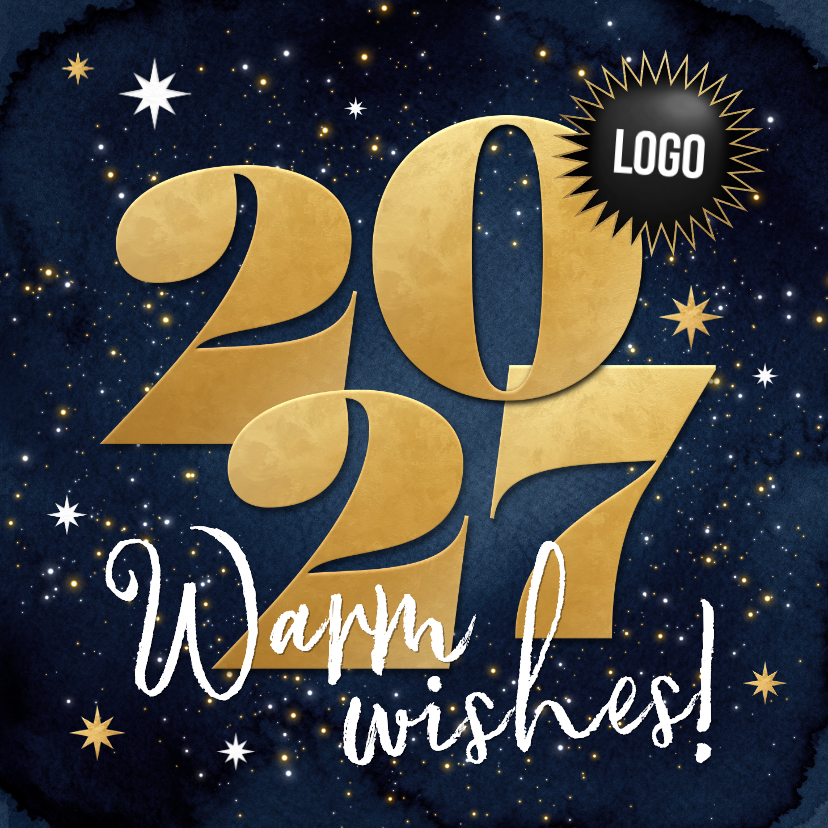 Zakelijke kerstkaart internationaal warm wishes goud 2027 - Zakelijke kerstkaarten Zakelijke kerstkaarten - Zakelijke kerstkaart internationaal warm wishes goud 2027