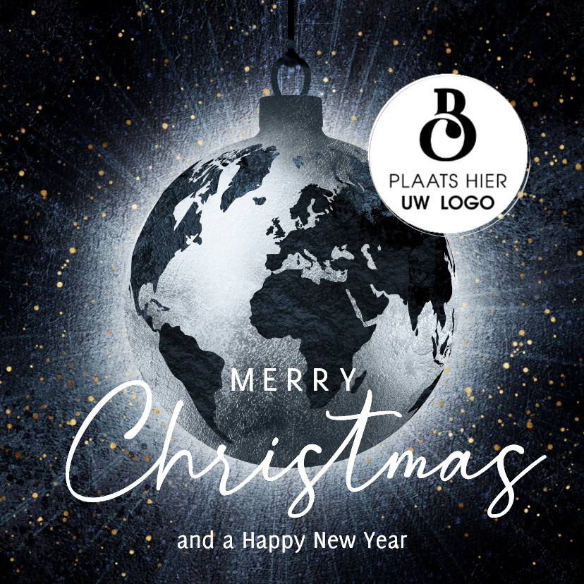 Zakelijke kerstkaarten - Zakelijke kerstkaart internationale wereldbol kerstbal