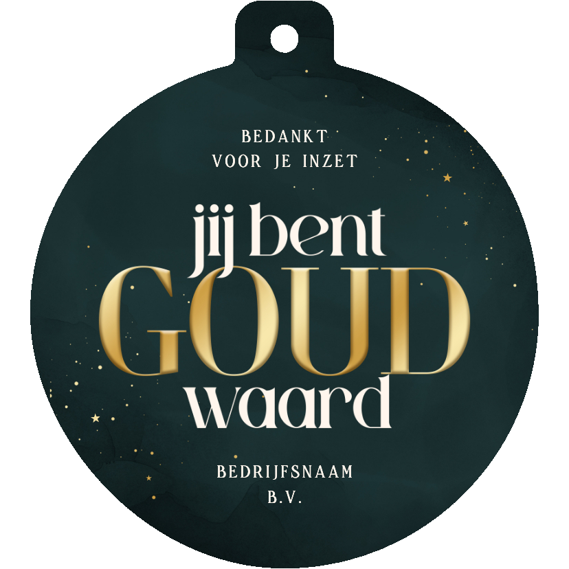 Zakelijke kerstkaart kerstbal je bent goud waard teal goud - Zakelijke kerstkaarten Zakelijke kerstkaarten - Zakelijke kerstkaart kerstbal je bent goud waard teal goud